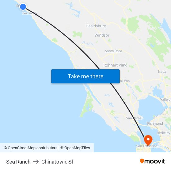 Sea Ranch to Chinatown, Sf map