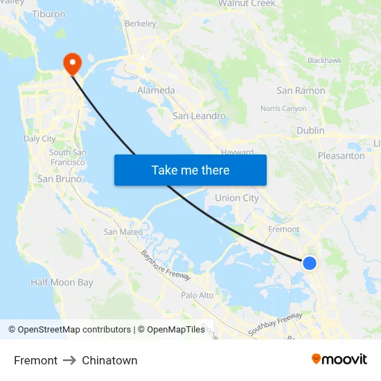 Fremont to Chinatown map