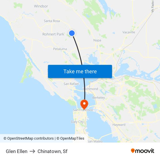 Glen Ellen to Chinatown, Sf map