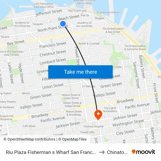 Riu Plaza Fisherman s Wharf San Francisco to Chinatown map