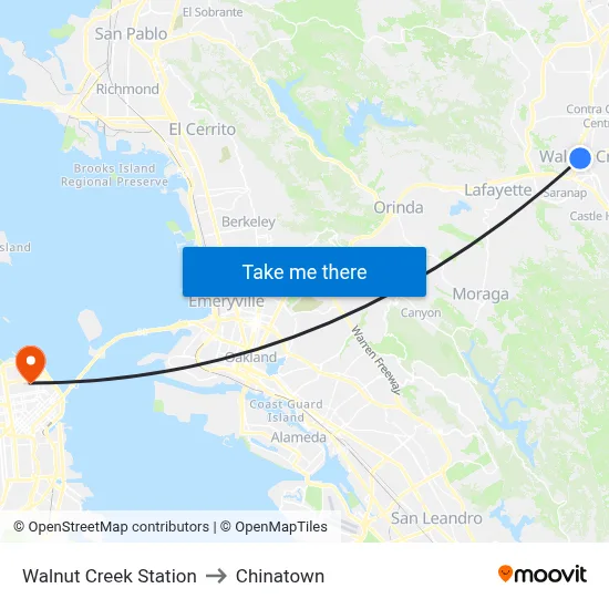 Walnut Creek Station to Chinatown map