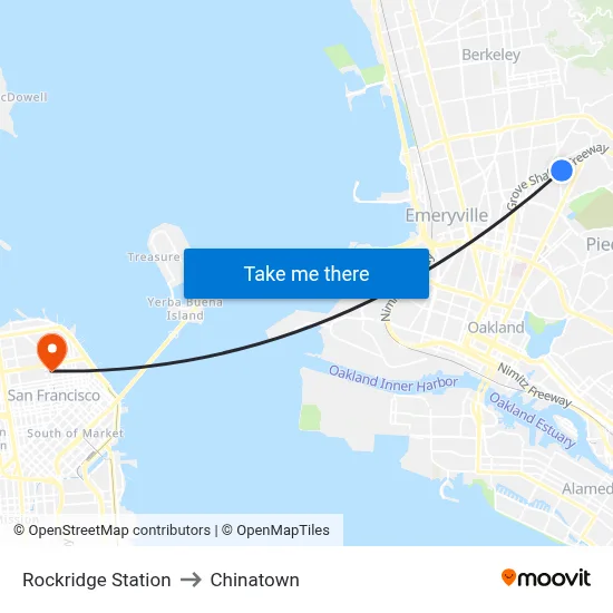 Rockridge Station to Chinatown map