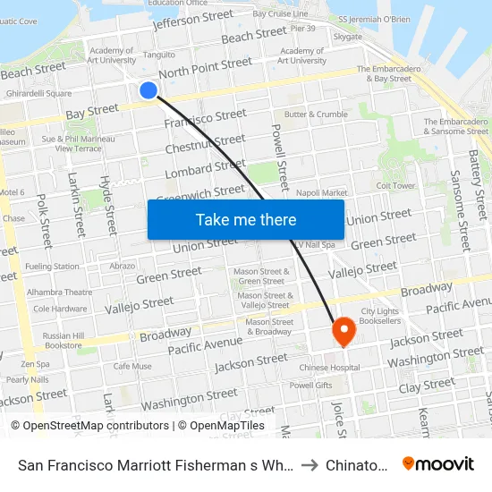 San Francisco Marriott Fisherman s Wharf to Chinatown map