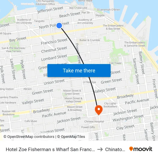 Hotel Zoe Fisherman s Wharf San Francisco to Chinatown map