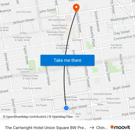 The Cartwright Hotel Union Square BW Premier Collection San Francisco to Chinatown map