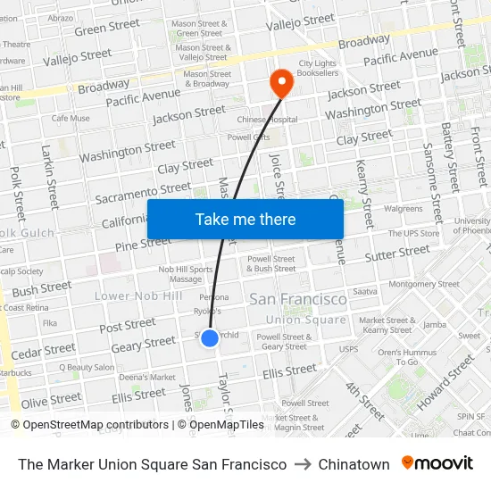 The Marker Union Square San Francisco to Chinatown map