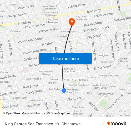 King George San Francisco to Chinatown map