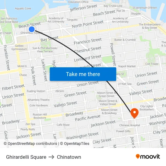Ghirardelli Square to Chinatown map