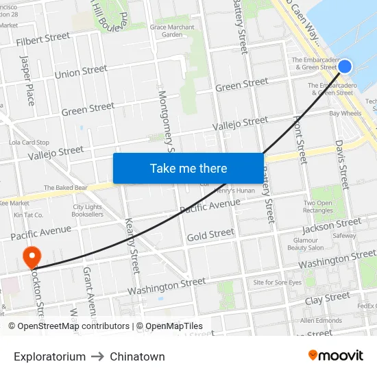 Exploratorium to Chinatown map