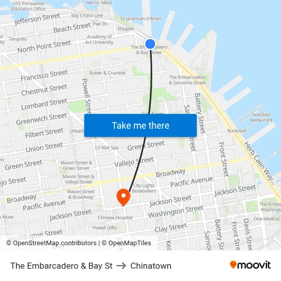 The Embarcadero & Bay St to Chinatown map