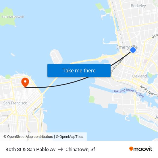 40th St & San Pablo Av to Chinatown, Sf map