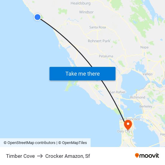 Timber Cove to Crocker Amazon, Sf map