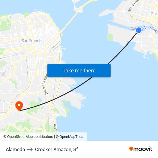 Alameda to Crocker Amazon, Sf map