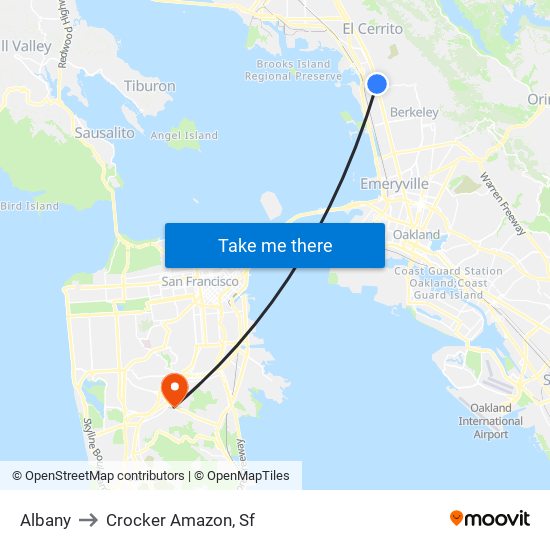 Albany to Crocker Amazon, Sf map