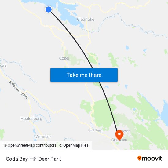 Soda Bay to Deer Park map