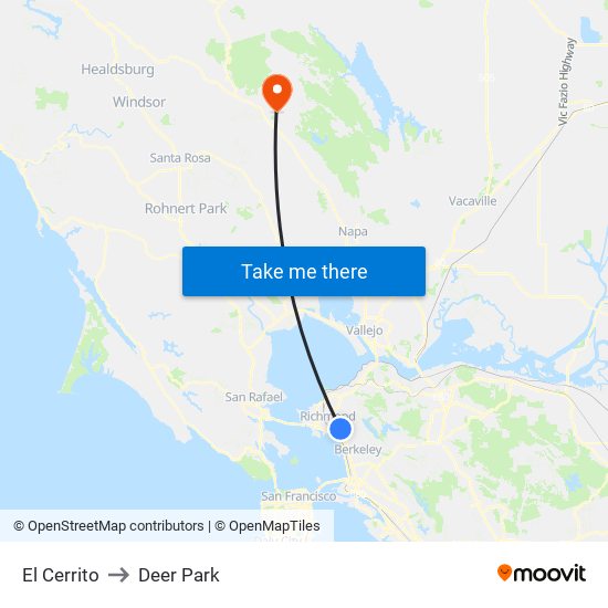 El Cerrito to Deer Park map