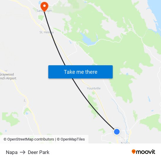 Napa to Deer Park map