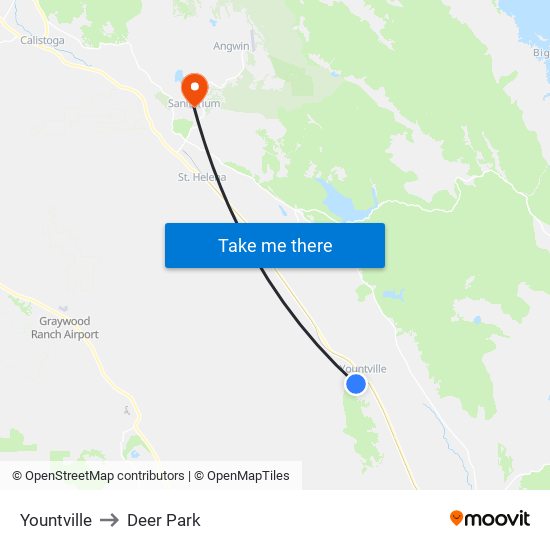 Yountville to Deer Park map