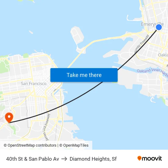 40th St & San Pablo Av to Diamond Heights, Sf map