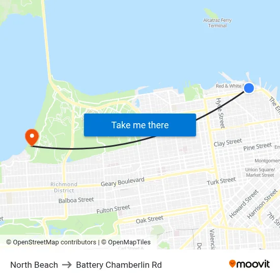 North Beach to Battery Chamberlin Rd map