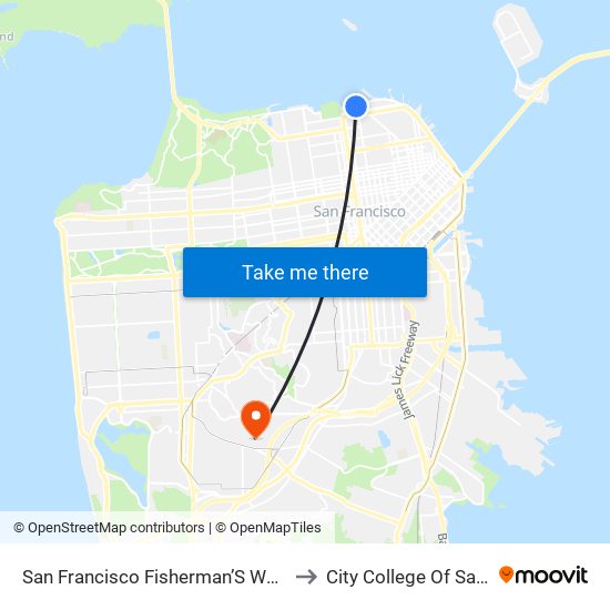 San Francisco Fisherman’S Wharf (Hyde/Beach) to City College Of San Francisco map
