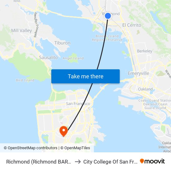 Richmond (Richmond BART Station) to City College Of San Francisco map