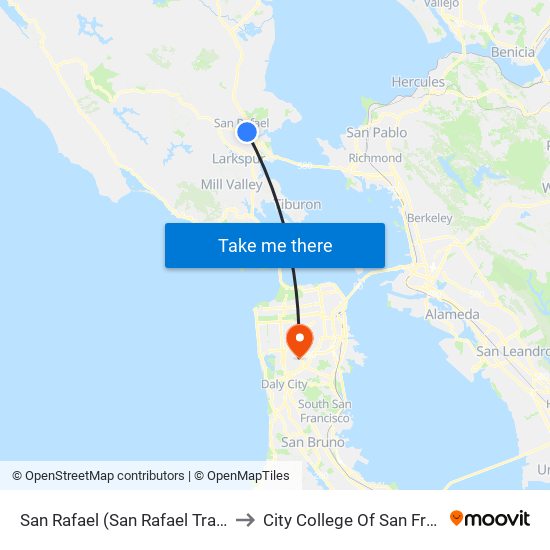 San Rafael (San Rafael Transit Ctr) to City College Of San Francisco map