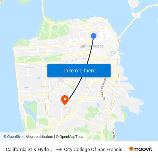 California St & Hyde St to City College Of San Francisco map