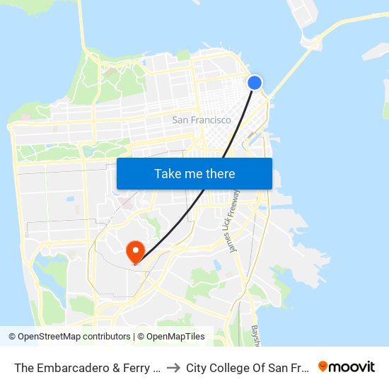 The Embarcadero & Ferry Building to City College Of San Francisco map