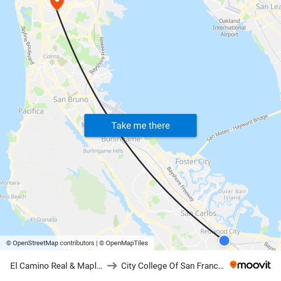 El Camino Real & Maple St to City College Of San Francisco map