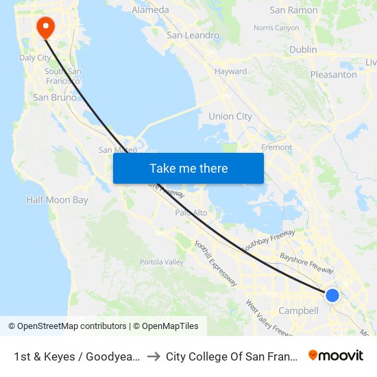 1st & Keyes / Goodyear (N) to City College Of San Francisco map