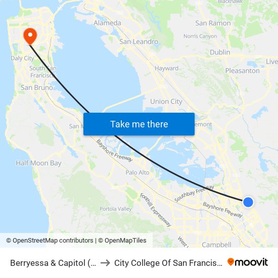 Berryessa & Capitol (E) to City College Of San Francisco map