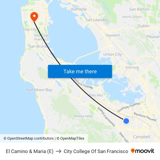 El Camino & Maria (E) to City College Of San Francisco map