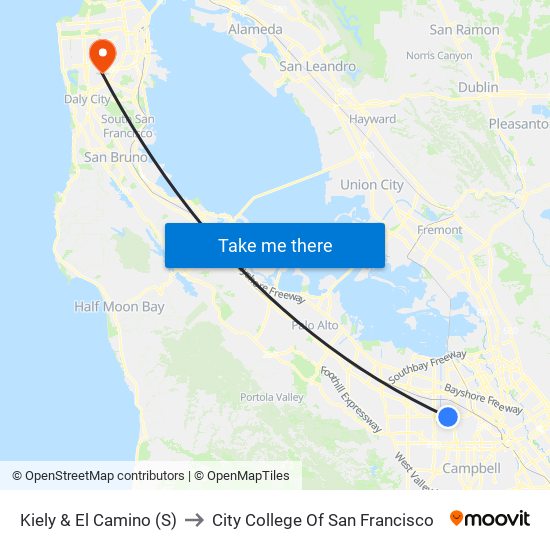 Kiely & El Camino (S) to City College Of San Francisco map