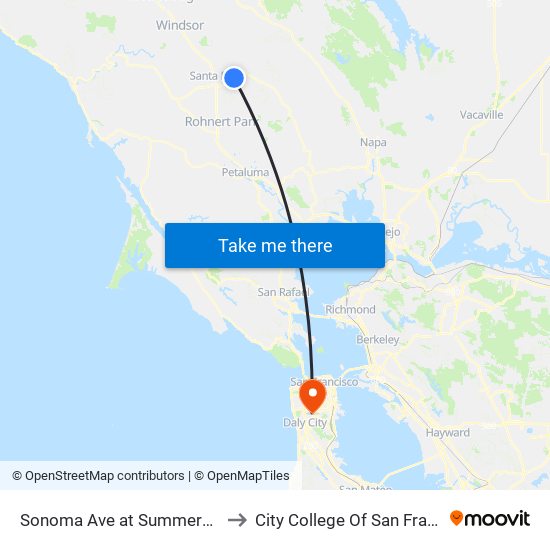 Sonoma Ave at Summerfield Rd to City College Of San Francisco map