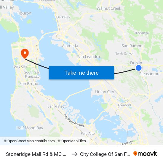 Stoneridge Mall Rd & MC Williams Ln to City College Of San Francisco map