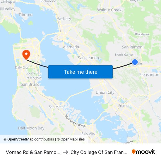 Vomac Rd & San Ramon Rd to City College Of San Francisco map