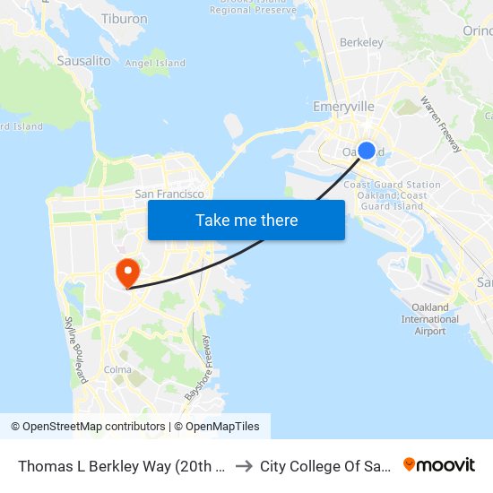 Thomas L Berkley Way (20th St):Telegraph Av to City College Of San Francisco map