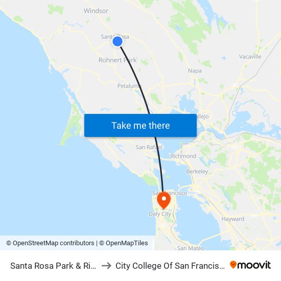 Santa Rosa Park & Ride to City College Of San Francisco map