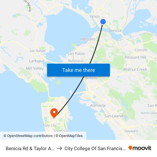 Benicia Rd & Taylor Ave to City College Of San Francisco map