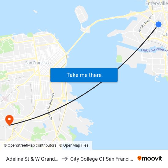 Adeline St & W Grand Av to City College Of San Francisco map