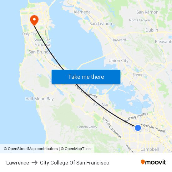 Lawrence to City College Of San Francisco map