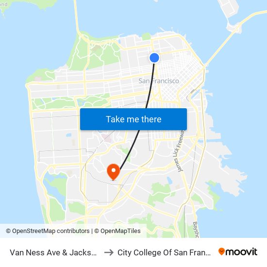 Van Ness Ave & Jackson St to City College Of San Francisco map