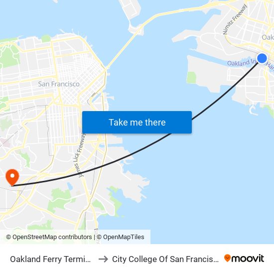 Oakland Ferry Terminal to City College Of San Francisco map
