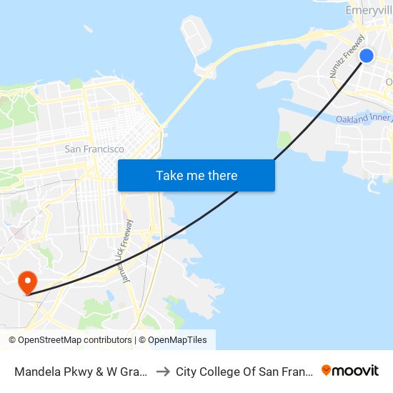 Mandela Pkwy & W Grand Av to City College Of San Francisco map
