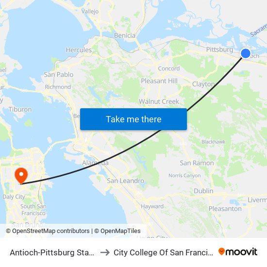 Antioch-Pittsburg Station to City College Of San Francisco map