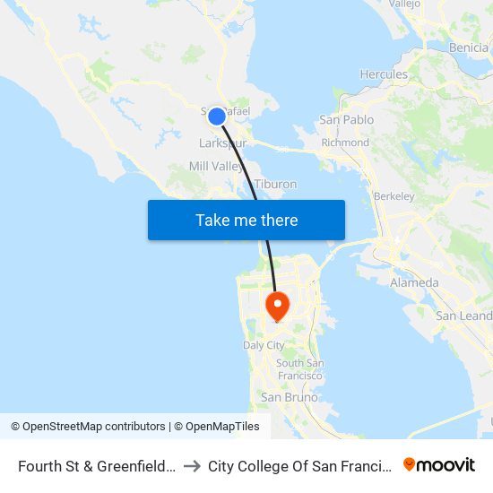 Fourth St & Greenfield Av to City College Of San Francisco map