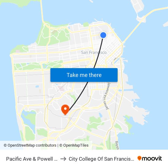 Pacific Ave & Powell St to City College Of San Francisco map