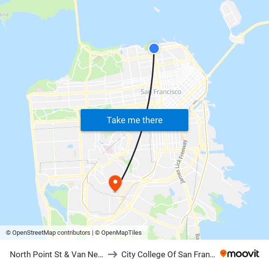 North Point St & Van Ness Av to City College Of San Francisco map