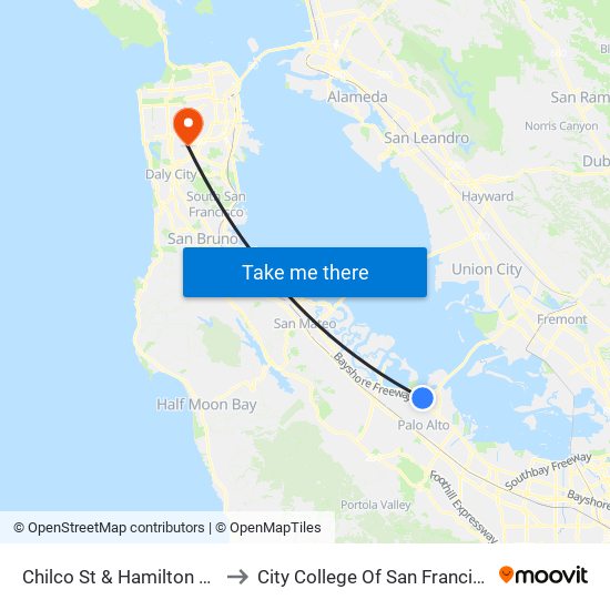 Chilco St & Hamilton Ave to City College Of San Francisco map